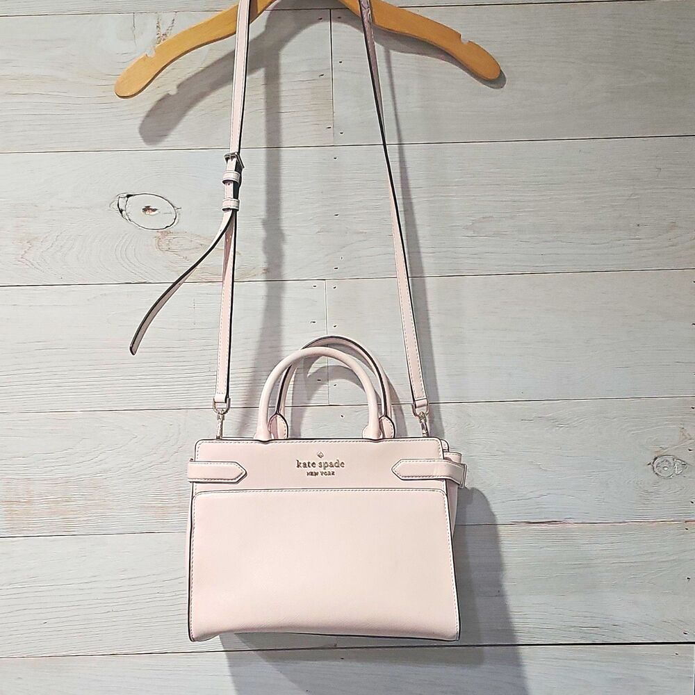 kate spade new york Pink Small Satchel Top Handle Zip Detachable Strap Silver